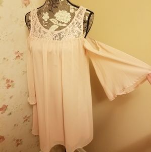 Pale Pink, Off the Shoulder Dress
